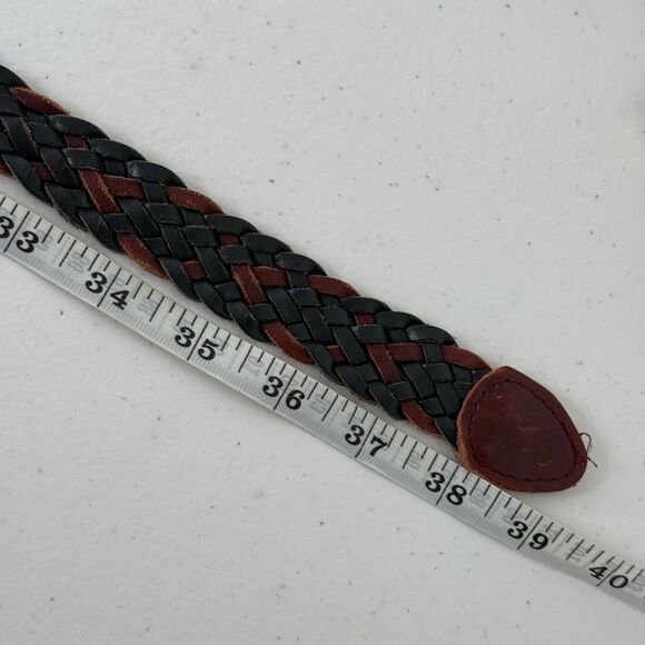 Vtg Womens Belt 100% Leather Woven Braided Adjustable Size M Multicolor Boho - Picture 9 of 9